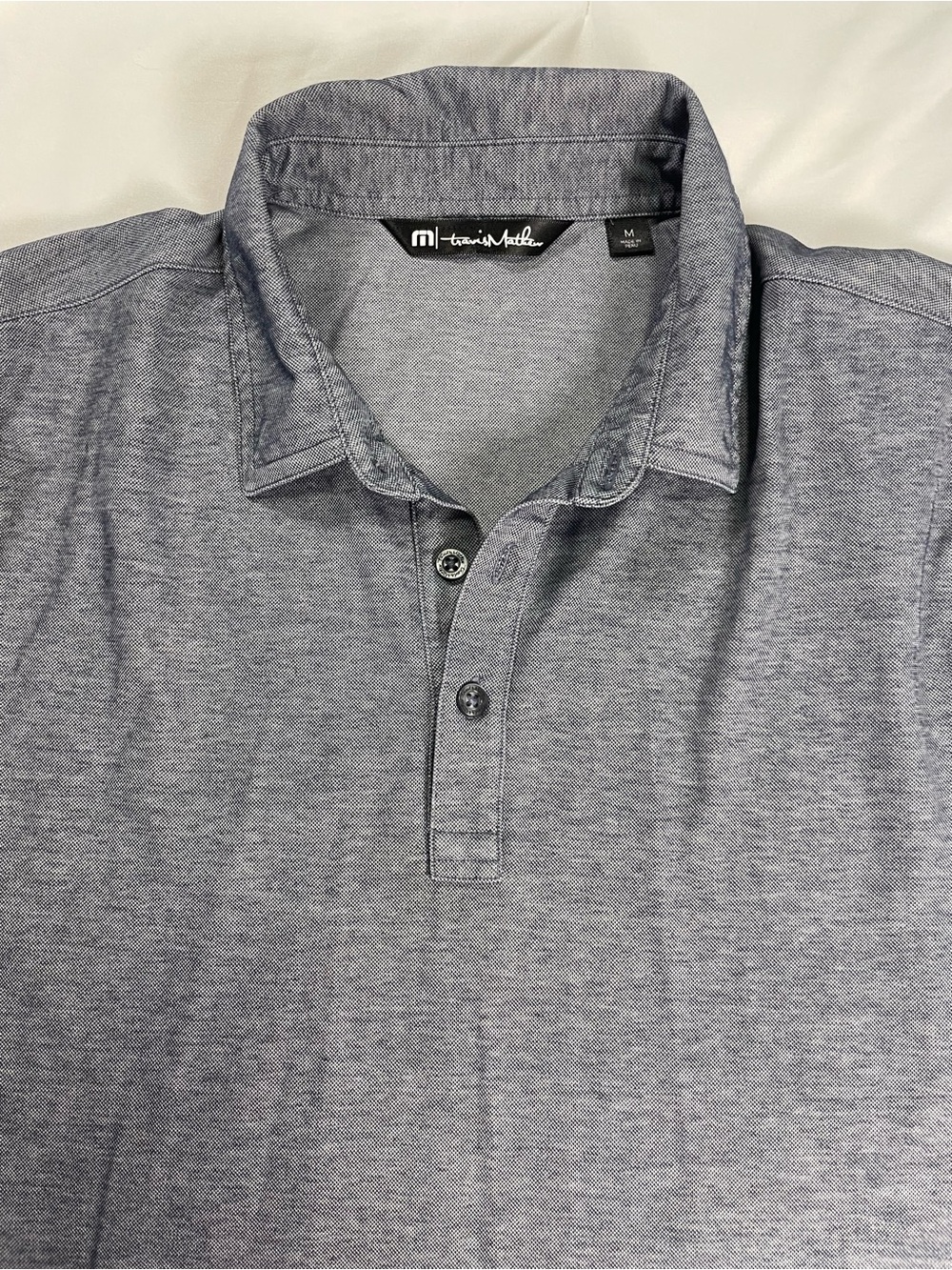 TravisMathew Heather Gray Pima Cotton Blend Golf Polo Shirt Men’s Medium - Picture 5 of 9